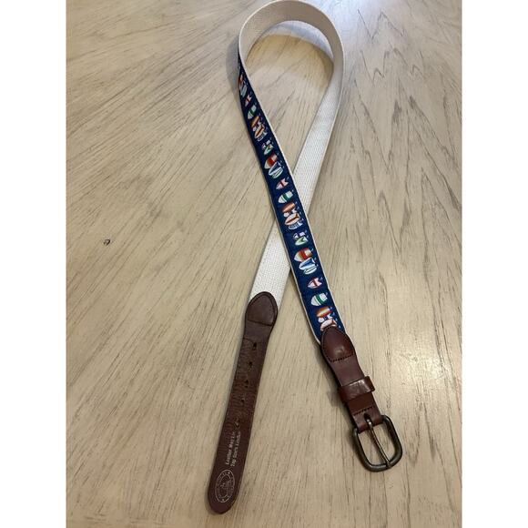 Men’s Nautical Canvas Belt 42 Sail Boats Preppy Fishing 80s 90s USA Leather Man - Picture 9 of 11